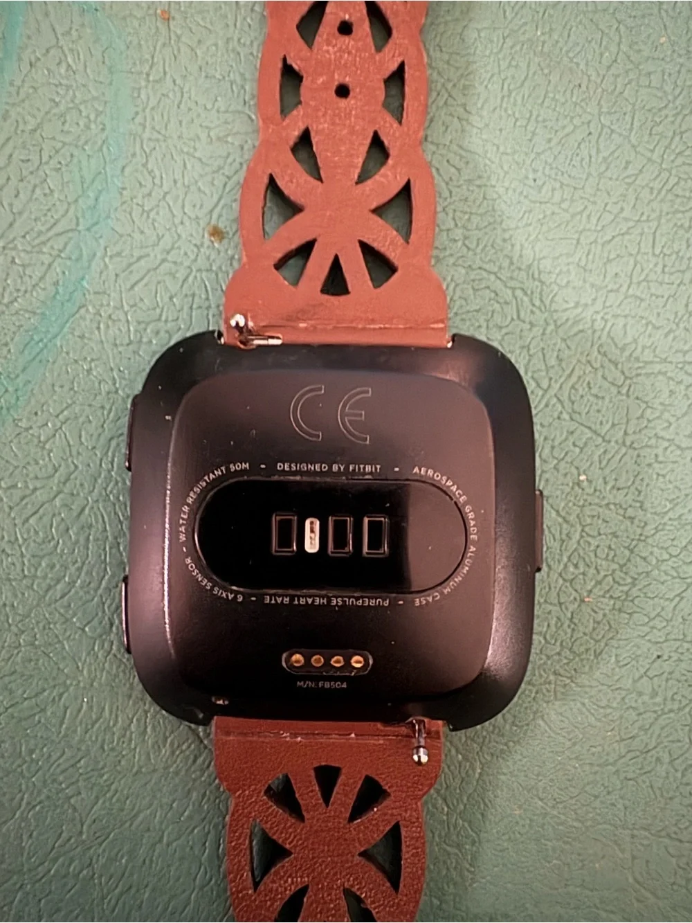 fitbit Brown Laser-Cut Leather Strap Smartwatch
